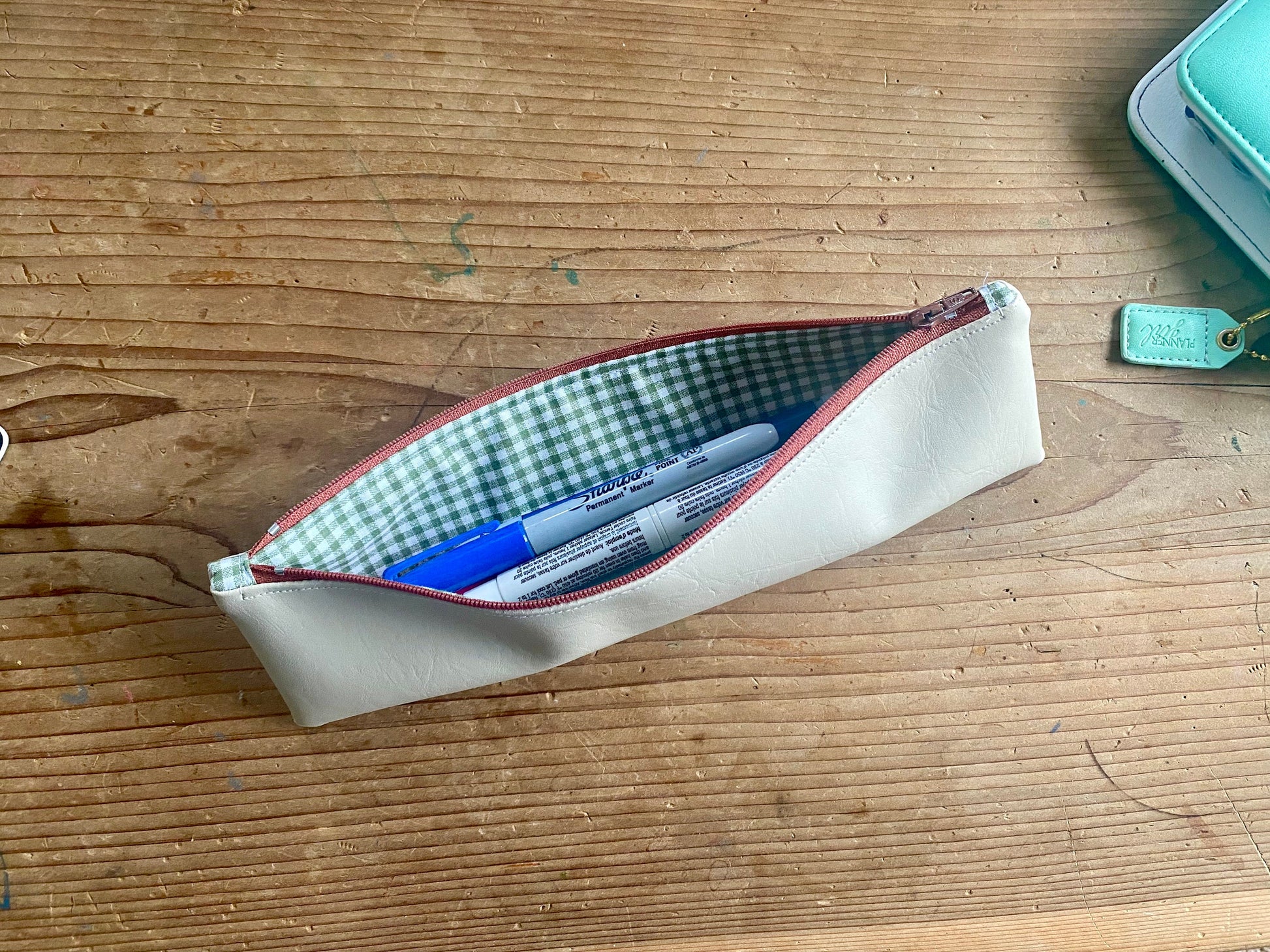 Pencil Case; Faux Leather Pouch